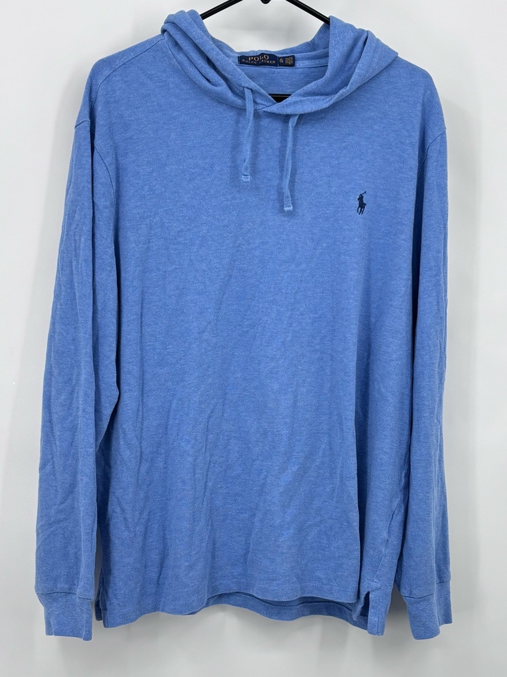 Ralph Lauren men’s jersey knit hoodie Light Blue Long-Sleeve Hooded Shirt Sz XL